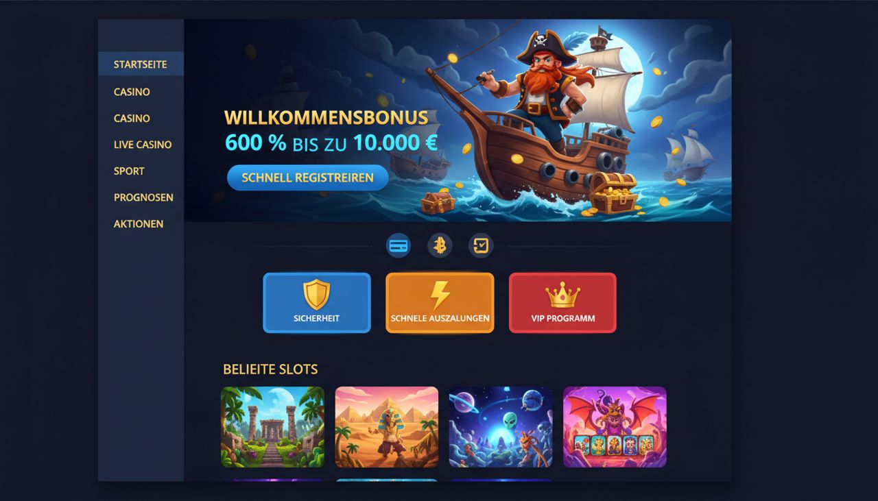 Startseite von Smashcasino mit Menü, Bonusbanner und Übersicht beliebter Slots