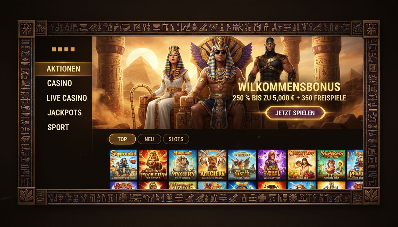 Casino-Lobby von Realz mit Menü, Spielkategorien und Slot-Übersicht